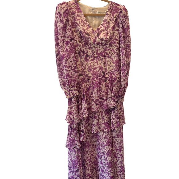 Exquise Purple Floral Long Sleeve Dress - Picture 1 of 4